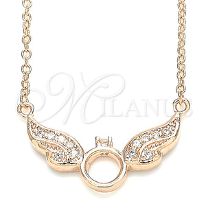 Sterling Silver Necklace — Pendant Necklace with White Cubic Zirconia Polished Rose — main product view — SKU 130859 | Plata 925 collar — Pendant Necklace with blanco Cubic Zirconia pulido Rose — SKU 130859
