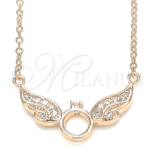 Sterling Silver Necklace — Pendant Necklace with White Cubic Zirconia Polished Rose — main product view — SKU 130859 | Plata 925 collar — Pendant Necklace with blanco Cubic Zirconia pulido Rose — SKU 130859