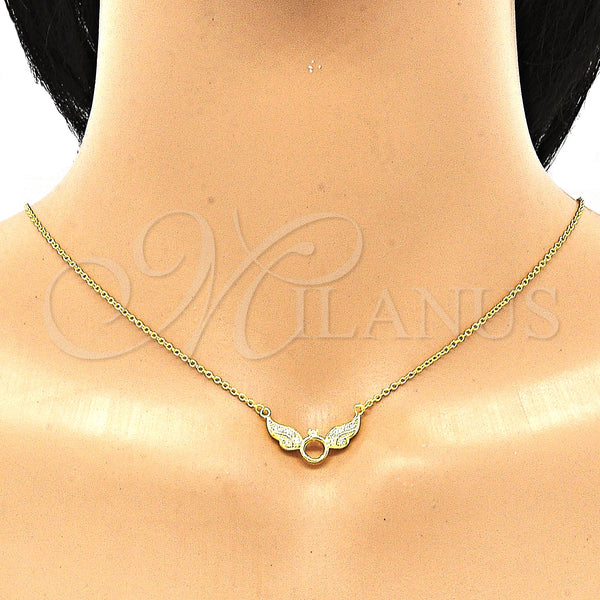 Sterling Silver Necklace — Pendant Necklace with White Cubic Zirconia Polished 04. — alternate product view — SKU 130860 | Plata 925 collar — Pendant Necklace with blanco Cubic Zirconia pulido 04. — SKU 130860