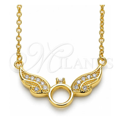 Sterling Silver Pendant Necklace, with White Cubic Zirconia, Polished, Golden Finish, 04.336.0197.2.16 (01 MM Thickness, 16 Inches Length)