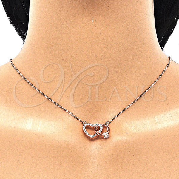 Sterling Silver Necklace — Pendant Necklace Heart Design with White Cubic Zirconia — alternate product view — SKU 130861 | Plata 925 collar — Pendant Necklace corazón diseño with blanco Cubic Zirconia — SKU 130861