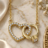 Sterling Silver Pendant Necklace, Heart Design, with White Cubic Zirconia and White Crystal, Polished, Golden Finish, 04.336.0023.2.16 (01 MM Thickness, 16 Inches Length)