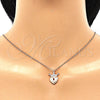 Sterling Silver Pendant Necklace, Lock and Crown Design, with White Cubic Zirconia, Polished, Rose Gold Finish, 04.336.0010.1.16 (01 MM Thickness, 16 Inches Length)