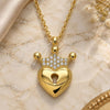 Sterling Silver Pendant Necklace, Lock and Crown Design, Polished, Golden Finish, 04.336.0010.2.16 (01 MM Thickness, 6 Inches Length)