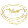 Sterling Silver Pendant Necklace, Butterfly Design, with White Micro Pave, Polished, Golden Finish, 04.336.0014.2.16 (01 MM Thickness, 16 Inches Length)