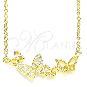 Sterling Silver Necklace — Pendant Necklace Butterfly Design with White Micro Pave — main product view — SKU 130866 | Plata 925 collar — Pendant Necklace Butterfly diseño with blanco Micro Pave — SKU 130866