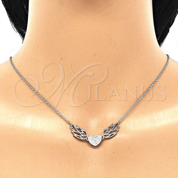 Sterling Silver Necklace — Pendant Necklace Heart Design with White Cubic Zirconia — alternate product view — SKU 130867 | Plata 925 collar — Pendant Necklace corazón diseño with blanco Cubic Zirconia — SKU 130867