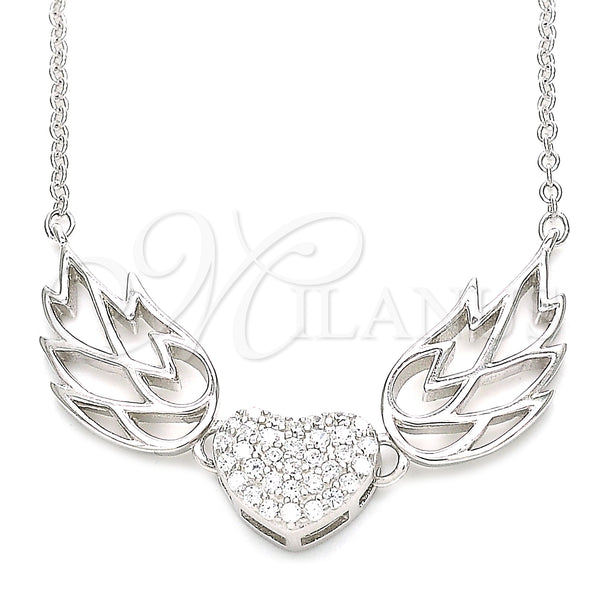 Sterling Silver Necklace — Pendant Necklace Heart Design with White Cubic Zirconia — main product view — SKU 130867 | Plata 925 collar — Pendant Necklace corazón diseño with blanco Cubic Zirconia — SKU 130867