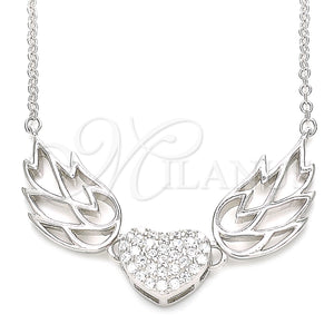 Sterling Silver Necklace — Pendant Necklace Heart Design with White Cubic Zirconia — main product view — SKU 130867 | Plata 925 collar — Pendant Necklace corazón diseño with blanco Cubic Zirconia — SKU 130867