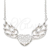 Sterling Silver Pendant Necklace, Heart Design, with White Cubic Zirconia, Polished, Rhodium Finish, 04.336.0198.16 (02 MM Thickness, 16 Inches Length)