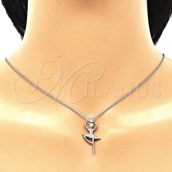 Sterling Silver Necklace — Pendant Necklace with White Cubic Zirconia Polished 04. — alternate product view — SKU 130868 | Plata 925 collar — Pendant Necklace with blanco Cubic Zirconia pulido 04. — SKU 130868