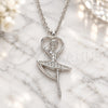 Sterling Silver Pendant Necklace, with White Cubic Zirconia, Polished, Rhodium Finish, 04.336.0199.16 (01 MM Thickness, 16 Inches Length)
