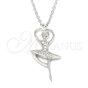 Sterling Silver Necklace — Pendant Necklace with White Cubic Zirconia Polished 04. — main product view — SKU 130868 | Plata 925 collar — Pendant Necklace with blanco Cubic Zirconia pulido 04. — SKU 130868