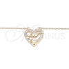 Sterling Silver Pendant Necklace, Heart Design, with White Cubic Zirconia, Polished, Rose Gold Finish, 04.336.0026.1.16 (01 MM Thickness, 16 Inches Length)