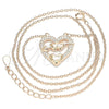 Sterling Silver Pendant Necklace, Heart Design, with White Cubic Zirconia, Polished, Rose Gold Finish, 04.336.0026.1.16 (01 MM Thickness, 16 Inches Length)