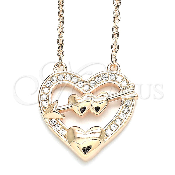 Sterling Silver Necklace — Pendant Necklace Heart Design with White Cubic Zirconia — main product view — SKU 130869 | Plata 925 collar — Pendant Necklace corazón diseño with blanco Cubic Zirconia — SKU 130869