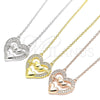 Sterling Silver Pendant Necklace, Heart Design, with White Cubic Zirconia, Polished, Rose Gold Finish, 04.336.0026.1.16 (01 MM Thickness, 16 Inches Length)