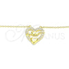 Sterling Silver Pendant Necklace, Heart Design, with White Cubic Zirconia, Polished, Golden Finish, 04.336.0026.2.16 (01 MM Thickness, 16 Inches Length)