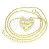 Sterling Silver Pendant Necklace, Heart Design, with White Cubic Zirconia, Polished, Golden Finish, 04.336.0026.2.16 (01 MM Thickness, 16 Inches Length)