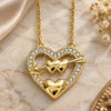 Sterling Silver Pendant Necklace, Heart Design, with White Cubic Zirconia, Polished, Golden Finish, 04.336.0026.2.16 (01 MM Thickness, 16 Inches Length)