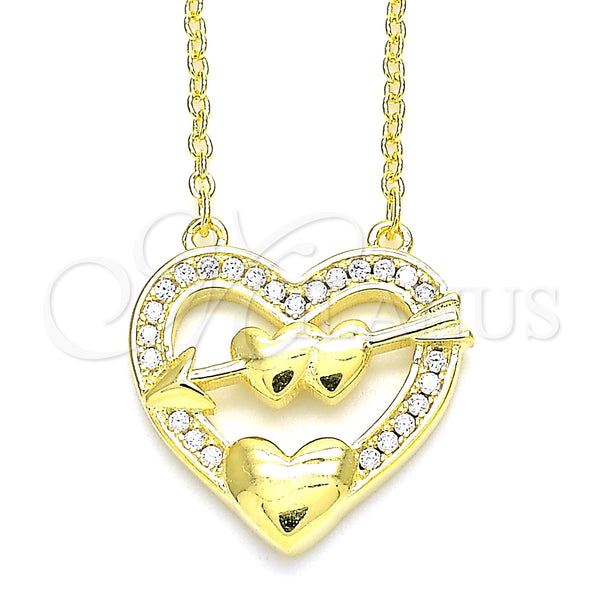 Sterling Silver Necklace — Pendant Necklace Heart Design with White Cubic Zirconia — main product view — SKU 130870 | Plata 925 collar — Pendant Necklace corazón diseño with blanco Cubic Zirconia — SKU 130870