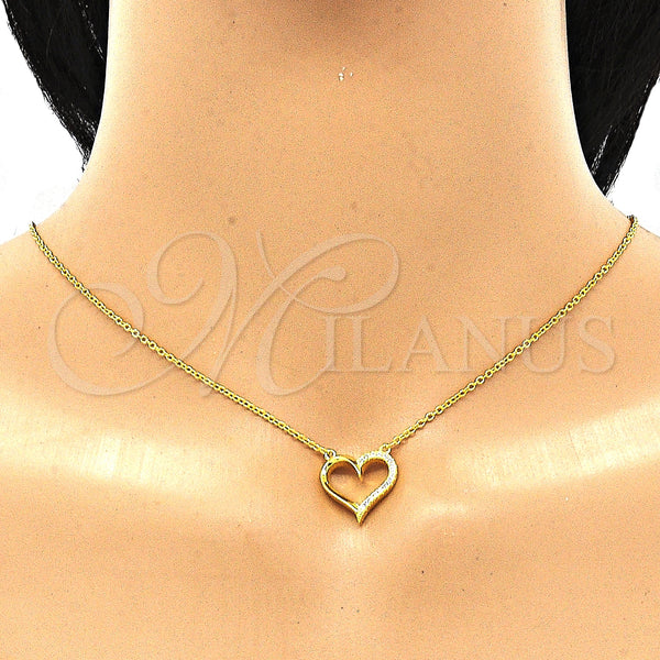 Sterling Silver Necklace — Pendant Necklace Heart Design with White Cubic Zirconia — alternate product view — SKU 130872 | Plata 925 collar — Pendant Necklace corazón diseño with blanco Cubic Zirconia — SKU 130872