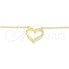 Sterling Silver Pendant Necklace, Heart Design, with White Cubic Zirconia, Polished, Golden Finish, 04.336.0056.2.16 (01 MM Thickness, 16 Inches Length)