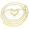 Sterling Silver Pendant Necklace, Heart Design, with White Cubic Zirconia, Polished, Golden Finish, 04.336.0056.2.16 (01 MM Thickness, 16 Inches Length)