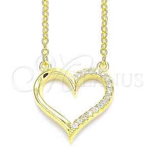 Sterling Silver Necklace — Pendant Necklace Heart Design with White Cubic Zirconia — main product view — SKU 130872 | Plata 925 collar — Pendant Necklace corazón diseño with blanco Cubic Zirconia — SKU 130872