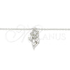 Sterling Silver Pendant Necklace, Flower and Butterfly Design, with White Cubic Zirconia, Polished, Rhodium Finish, 04.336.0200.16 (01 MM Thickness, 16 Inches Length)
