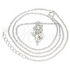 Sterling Silver Pendant Necklace, Flower and Butterfly Design, with White Cubic Zirconia, Polished, Rhodium Finish, 04.336.0200.16 (01 MM Thickness, 16 Inches Length)