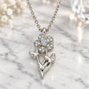 Sterling Silver Pendant Necklace, Flower and Butterfly Design, with White Cubic Zirconia, Polished, Rhodium Finish, 04.336.0200.16 (01 MM Thickness, 16 Inches Length)