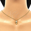 Sterling Silver Pendant Necklace, Flower and Butterfly Design, with White Cubic Zirconia and White Crystal, Polished, Golden Finish, 04.336.0200.2.16 (01 MM Thickness, 16 Inches Length)