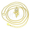 Sterling Silver Pendant Necklace, Flower and Butterfly Design, with White Cubic Zirconia and White Crystal, Polished, Golden Finish, 04.336.0200.2.16 (01 MM Thickness, 16 Inches Length)
