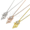 Sterling Silver Pendant Necklace, Flower and Butterfly Design, with White Cubic Zirconia and White Crystal, Polished, Golden Finish, 04.336.0200.2.16 (01 MM Thickness, 16 Inches Length)