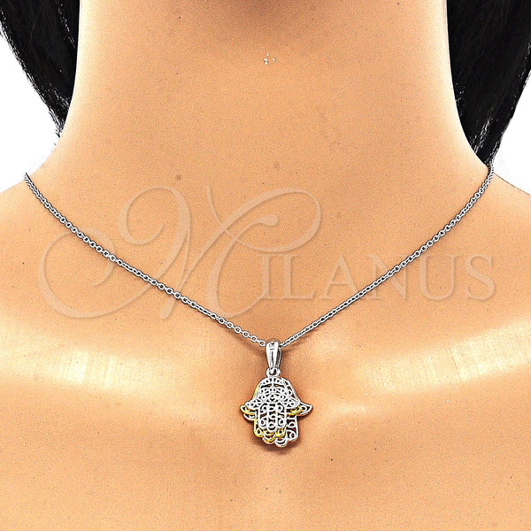 Sterling Silver Necklace — Pendant Necklace Judaica and Hand of God Design — alternate product view — SKU 130876 | Plata 925 collar — Pendant Necklace Judaica and Hand of God diseño — SKU 130876