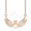 Sterling Silver Pendant Necklace, with White Cubic Zirconia and White Crystal, Polished, Rose Gold Finish, 04.336.0005.1.16 (01 MM Thickness, 16 Inches Length)