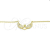 Sterling Silver Pendant Necklace, with White Cubic Zirconia and White Crystal, Polished, Golden Finish, 04.336.0005.2.16 (01 MM Thickness, 16 Inches Length)