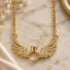 Sterling Silver Pendant Necklace, with White Cubic Zirconia and White Crystal, Polished, Golden Finish, 04.336.0005.2.16 (01 MM Thickness, 16 Inches Length)