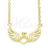 Sterling Silver Pendant Necklace, with White Cubic Zirconia and White Crystal, Polished, Golden Finish, 04.336.0005.2.16 (01 MM Thickness, 16 Inches Length)