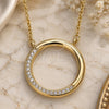 Sterling Silver Pendant Necklace, with White Cubic Zirconia, Polished, Golden Finish, 04.336.0007.2.16 (01 MM Thickness, 16 Inches Length)