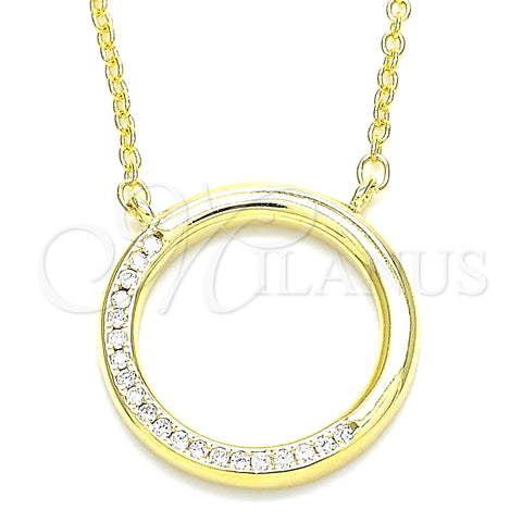 Sterling Silver Pendant Necklace, with White Cubic Zirconia, Polished, Golden Finish, 04.336.0007.2.16 (01 MM Thickness, 16 Inches Length)