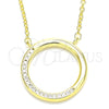 Sterling Silver Pendant Necklace, with White Cubic Zirconia, Polished, Golden Finish, 04.336.0007.2.16 (01 MM Thickness, 16 Inches Length)