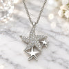 Sterling Silver Pendant Necklace, Star Design, with White Cubic Zirconia, Polished, Rhodium Finish, 04.336.0202.16 (01 MM Thickness, 16 Inches Length)