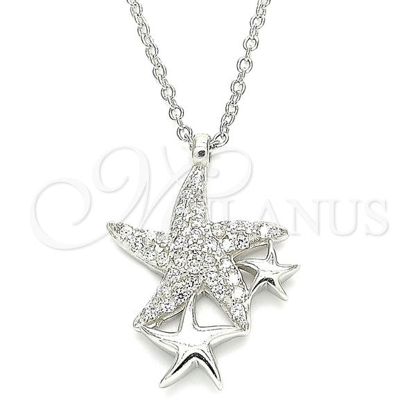 Sterling Silver Necklace — Pendant Necklace Star Design with White Cubic Zirconia — main product view — SKU 130881 | Plata 925 collar — Pendant Necklace estrella diseño with blanco Cubic Zirconia — SKU 130881