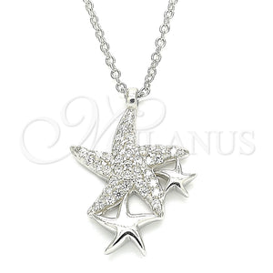 Sterling Silver Necklace — Pendant Necklace Star Design with White Cubic Zirconia — main product view — SKU 130881 | Plata 925 collar — Pendant Necklace estrella diseño with blanco Cubic Zirconia — SKU 130881