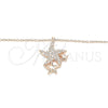 Sterling Silver Pendant Necklace, Star Design, with White Cubic Zirconia, Polished, Rose Gold Finish, 04.336.0202.1.16 (01 MM Thickness, 16 Inches Length)