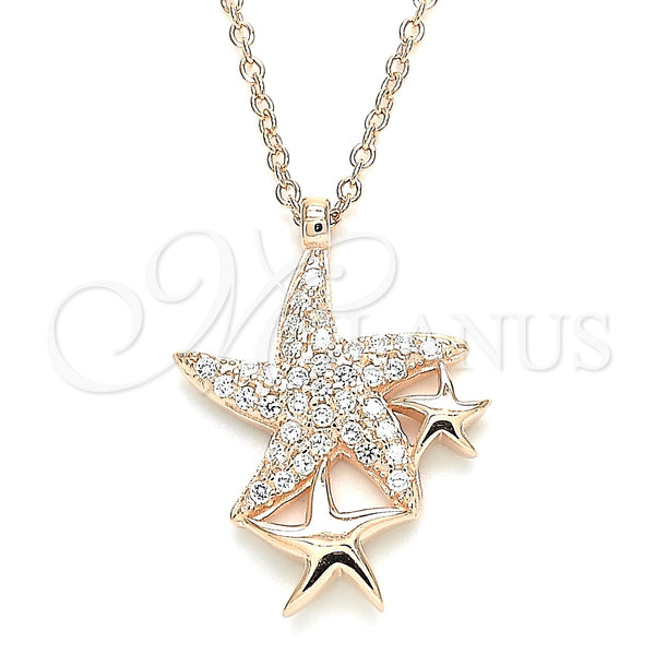Sterling Silver Necklace — Pendant Necklace Star Design with White Cubic Zirconia — main product view — SKU 130882 | Plata 925 collar — Pendant Necklace estrella diseño with blanco Cubic Zirconia — SKU 130882