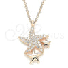 Sterling Silver Pendant Necklace, Star Design, with White Cubic Zirconia, Polished, Rose Gold Finish, 04.336.0202.1.16 (01 MM Thickness, 16 Inches Length)