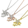 Sterling Silver Pendant Necklace, Star Design, with White Cubic Zirconia, Polished, Rose Gold Finish, 04.336.0202.1.16 (01 MM Thickness, 16 Inches Length)